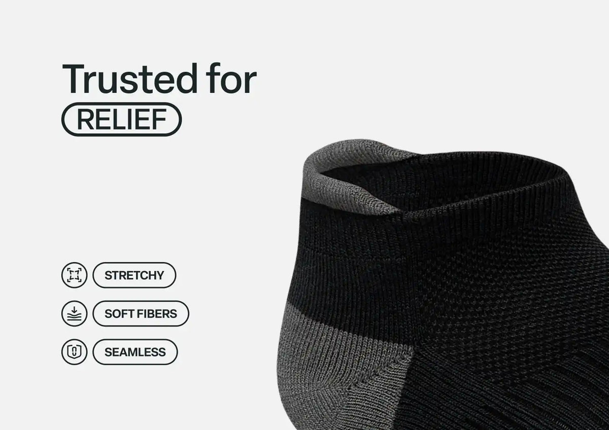 Bunion Relief, Padded Low Cut Socks - Black