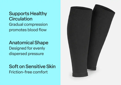 Compression Calf Sleeves Wide 15-20 mmHg - Black