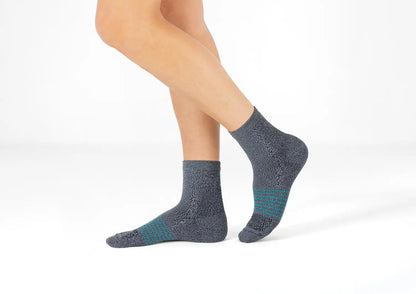 Compression Ankle Socks 15-20 mmHg - Gray/Teal Stripe